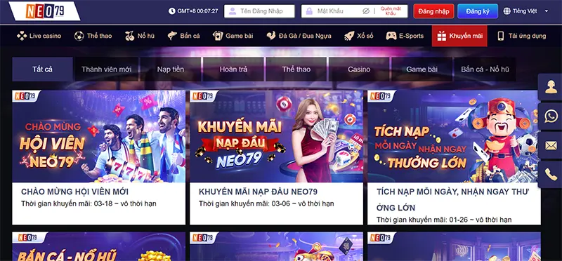 NEO79 gây ấn tượng với nhiều chương trình khuyến mãi hấp dẫn và đa dạng