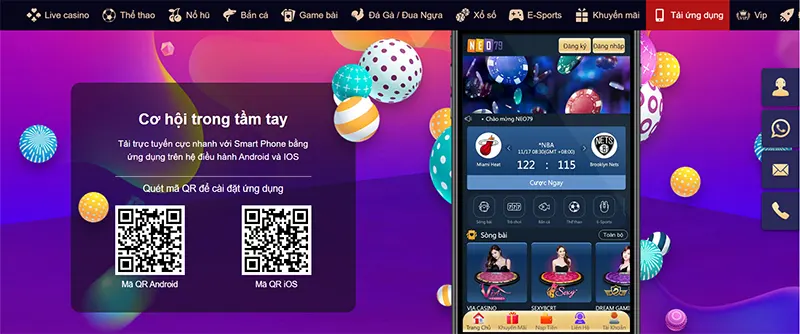 App NEO79 là ứng dụng cá cược trực tuyến hấp dẫn trên điện thoại