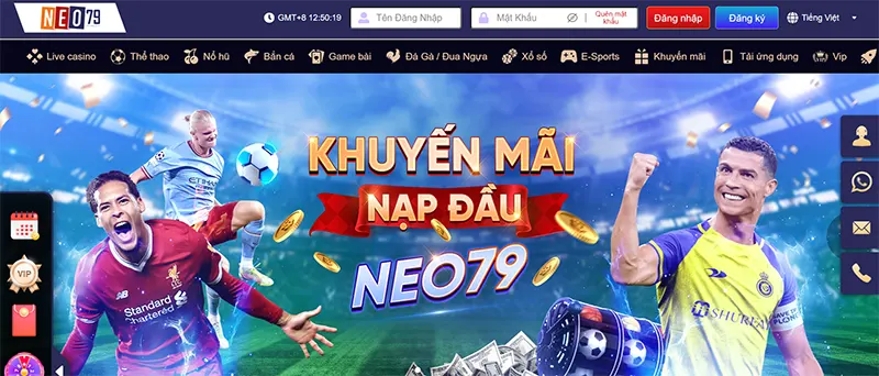 Giao diện trang chủ nhà cái NEO79