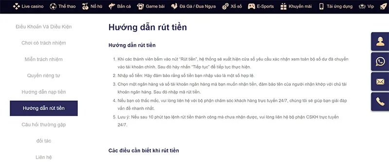 Xem hướng dẫn rút tiền chi tiết để thực hiện