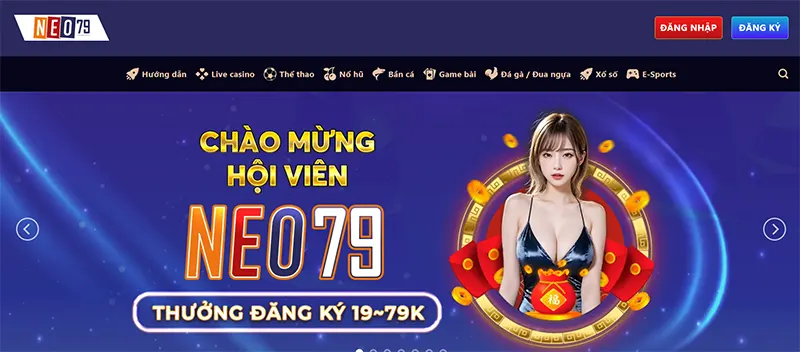 Đăng ký tài khoản tại trang chủ NEO79